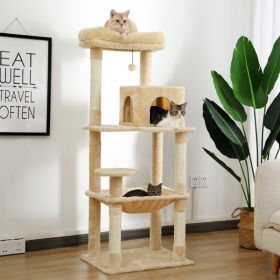 Beige Multi-layer Cat Platform With Comfortable Cat Bed, Prohibited From Shein