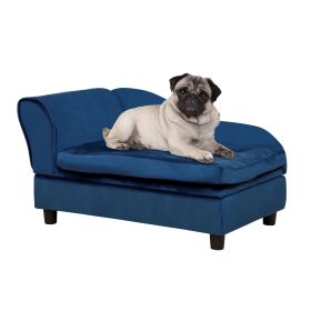 PawHut Luxury Small Dog Bed with Hidden Storage, Small Dog Sofa Bed, Soft 3 Inch Foam, Modern Pet Furniture, Blue