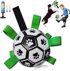 Interactive Dog Football Toy with Grab Ring - Durable Tug & Water Toy for Medium & Large Dogs