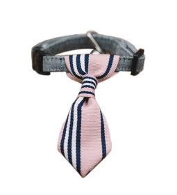 Adjustable Pink Stripe Dog & Cat Neck Tie Collar – 6-11 Inches Gentleman Style