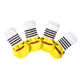 Knitted Pet Socks (Yellow Chick Design) – Anti-Slip, Scratch-Resistant