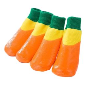 4 Pcs Dog Knitted Socks - Waterproof Coated Scratch-Proof Socks for Small Dogs (Orange, 4#)