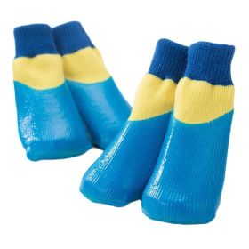 4 Pcs Waterproof Knitted Dog Socks with Scratch-Proof Coating, Blue (4# Size)