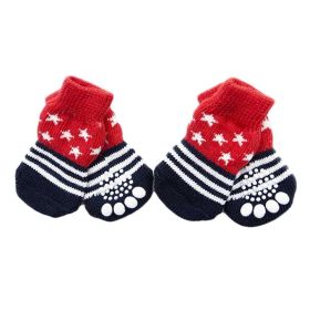 4 Pcs Red Star Pet Socks – Anti-Slip Dog & Cat Paw Protection