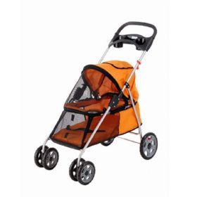 Pet Dog Buggy Stroller Trolley - Easy Folding, Shockproof Four Wheels, Water-Resistant with Double Cup Holder & Food Tray