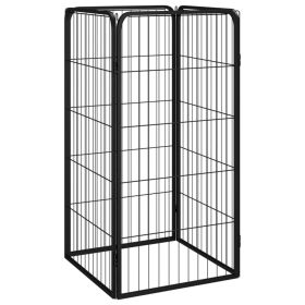 Dog Playpen with 4 Panels, Powder-Coated Steel (Black, 19.7" x 39.4")