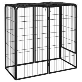 6-Panel Dog Playpen with Powder-Coated Steel and UV-Resistant Cover