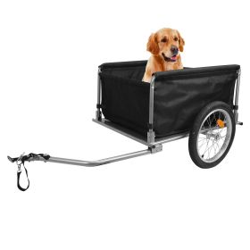 Foldable Bicycle Cargo Wagon Trailer - Two-Wheel with 15.8" Wheels & Removable Cover (176 lbs Capacity)