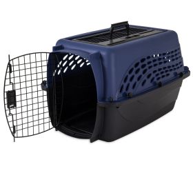 24" Hard-Sided Plastic Cat & Dog Kennel - 2-Door Topload (Blue)