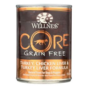 Wellness CORE Grain-Free Dog Food - Turkey & Chicken with Liver (Case of 12, 12.5 oz)