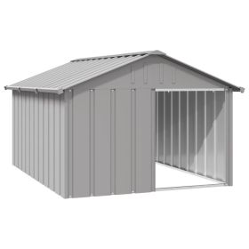 Gray Galvanized Steel Dog House (45.9" x 60.2" x 32.1") – Weather-Resistant & Durable