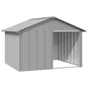 Gray Galvanized Steel Dog House – Weather-Resistant Outdoor Shelter (45.9" x 40.6" x 32.1")