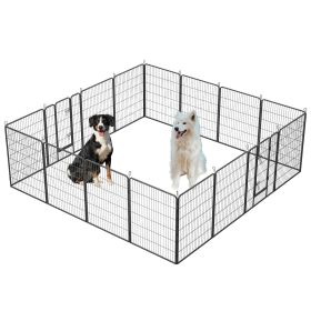 40" Height Outdoor Dog Playpen with 16 Panels - Portable Dog Fence Exercise Pen with Doors