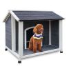 Outdoor Wooden Dog House - Waterproof, Windproof Kennel (For Medium Dogs)