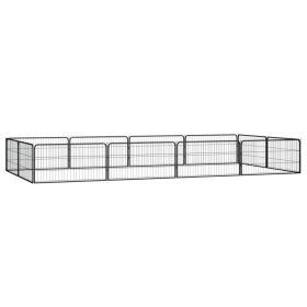 12-Panel Heavy-Duty Dog Playpen - Powder-Coated Steel, Black (39.4"x19.7")