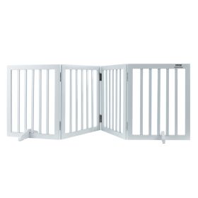 VEVOR Free Standing Dog Gate - 24" H x 80.3" W, Foldable 4-Panel Pet Gate for Wide and Narrow Passageways