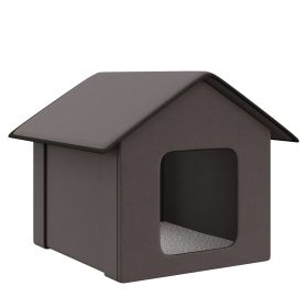 PawHut Heated Pet House with Waterproof Insulation & Fleece Cover (Brown)