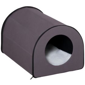 PawHut Dome Heated Pet House, Portable Waterproof Shelter for Winter (Brown)