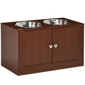 PawHut Elevated Dog Bowls with Storage Cabinet (44L Capacity, Brown)