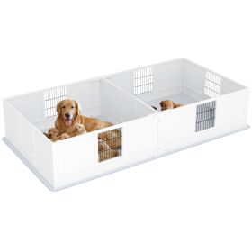 PawHut Whelping Box for Dogs and Puppies with Waterproof Pad (96" x 47" x 19")