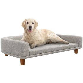 PawHut Dog Sofa Couch with Washable Cushion & Wooden Legs (Gray)