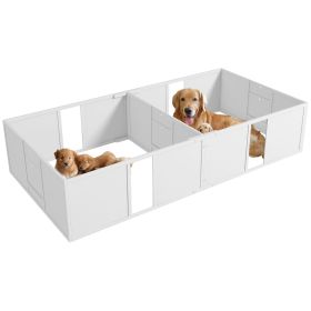 PawHut Whelping Box for Dogs and Puppies with Waterproof Pad & Adjustable Door (White)