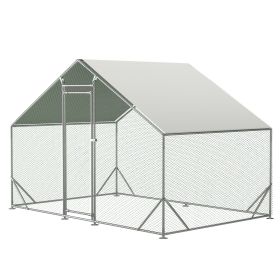 Large Metal Walk-In Pet Enclosure with Galvanized Frame & UV-Resistant Roof