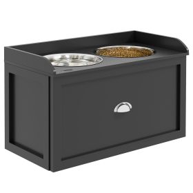 PawHut Dog Feeding Station with Storage Drawer & Elevated Bowls