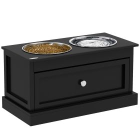 PawHut Large Elevated Dog Bowls with 11L Storage Drawer