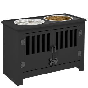 PawHut Large Elevated Dog Bowls with 37L Storage Cabinet