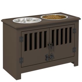 PawHut Elevated Dog Bowls with 37L Storage Cabinet (Espresso)