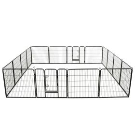 16-Panel Steel Dog Playpen with Hinged Doors (31.5"x31.5", Black)