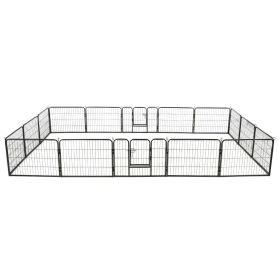 Dog Playpen 16 Panels Steel - Heavy-Duty Indoor & Outdoor Pet Enclosure (31.5"x23.6")