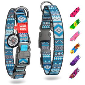 Adjustable Reflective Nylon Dog Collar with QR ID Tag - Fits Small, Medium, and Large Dogs