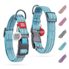 Blue Reflective Cotton Dog Collar – Eco-Friendly Alternative to Nylon for Small, Medium, and Large Dogs