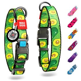 Nylon Adjustable Dog Collar for Small, Medium, Large Dogs with Durable Plastic Buckle (Avocado Pattern, 9-16" Neck)