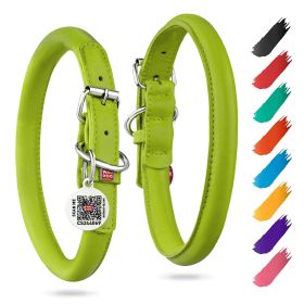 Ultra Soft Rolled Leather Dog Collar – Adjustable & Padded for Small Dogs (10-13 Inch, Green)