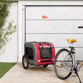 Red & Gray Pet Bike Trailer – Dog Bicycle Carrier with Waterproof Cover (99 lb Capacity)