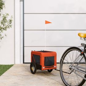 Pet Bike Trailer – Orange & Black Oxford Fabric with Iron Frame (66 lb Capacity)