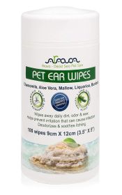 Ear Cleaner Wipes for Dogs, Cats, Puppies & Kittens - 100 Count, Natural Medicated Cleansing