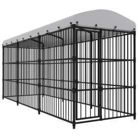 Outdoor Dog Kennel with Roof – Spacious & Durable Steel Design (177.2"x59.1"x82.7")