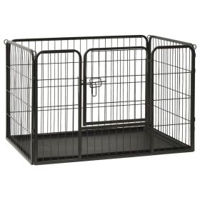 Puppy Playpen with Hinged Door & Plastic Tray (Steel, 36" x 23.2" x 24")