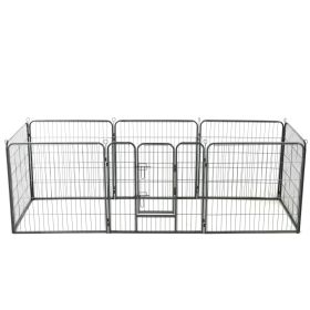 8-Panel Steel Dog Playpen - 31.5"x31.5" Black, Indoor & Outdoor Use