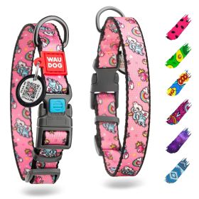 Adjustable Nylon Dog Collar for Large, Medium, and Small Dogs - Durable Plastic Buckle (Unicorn Design)