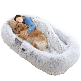 Human Size Dog Bed with Pillow & Blanket - (72.83"x47.24"x11.81") Washable Plush Cover