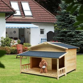 Durable Waterproof Wooden Dog House with Porch for Small to Large Dogs