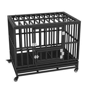 VEVOR 38-Inch Heavy Duty Indestructible Dog Crate with Multi-Doors & Tray