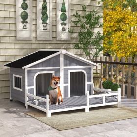 Gray & White Dog House - Outdoor Weatherproof Shelter