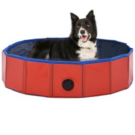 Foldable Dog Swimming Pool Red 31.5"x7.9"