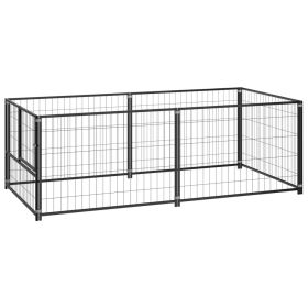 Large Outdoor Steel Dog Kennel – Secure & Durable Pet Enclosure (78.7" x 39.4" x 27.6")